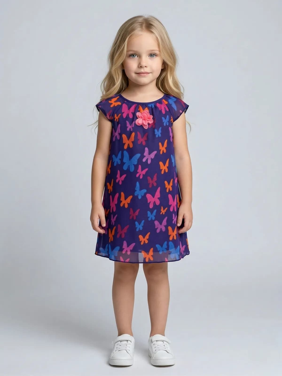 Blue Floral Layered A- Line Dress