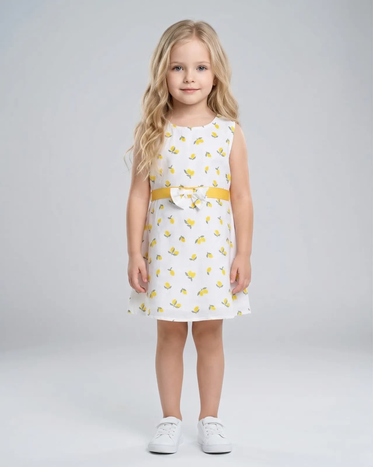 Baby Girl White Cotton Regular Fit Printed Dress 