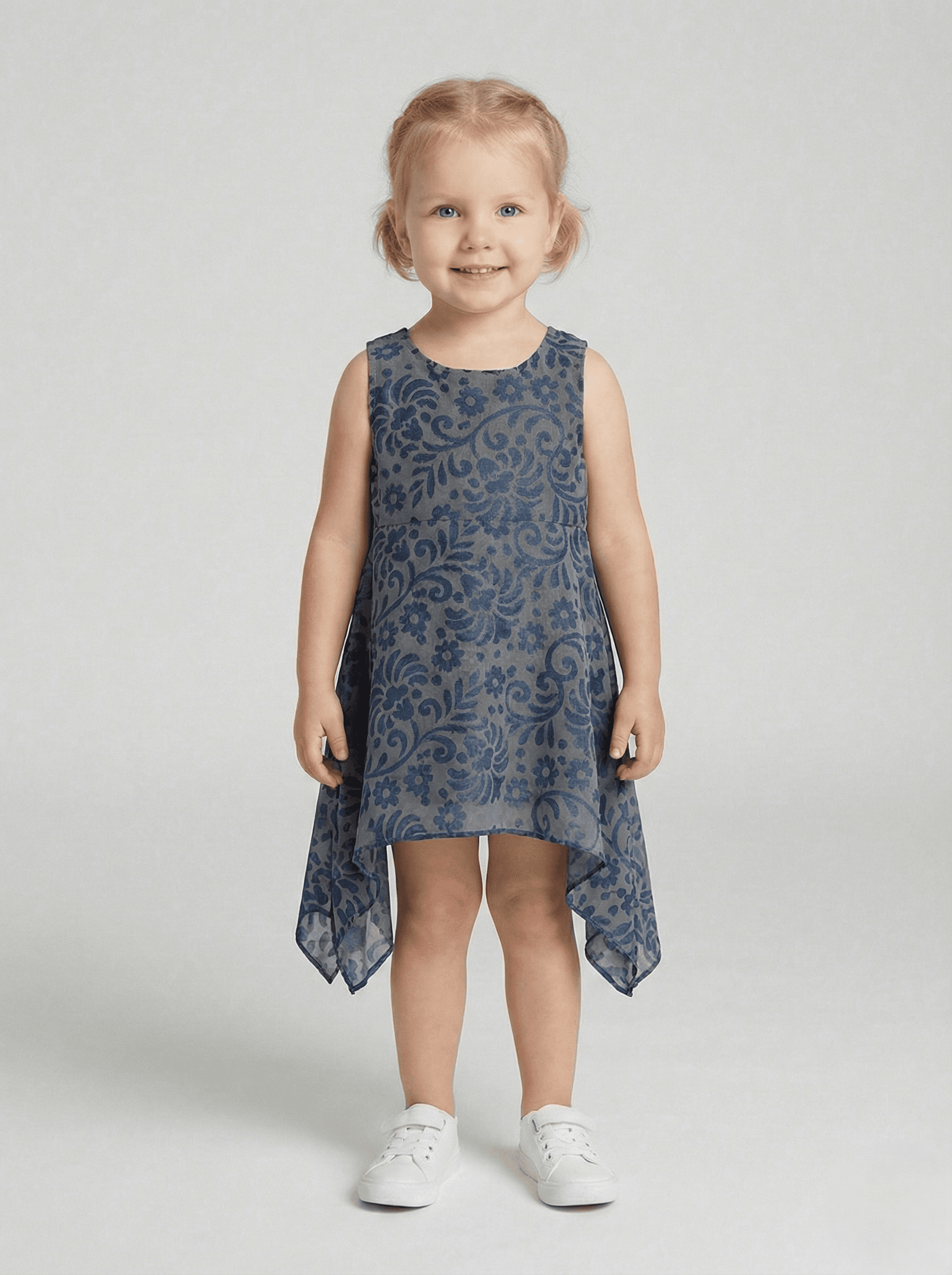 Creative Kids Printed Dress  - Navy