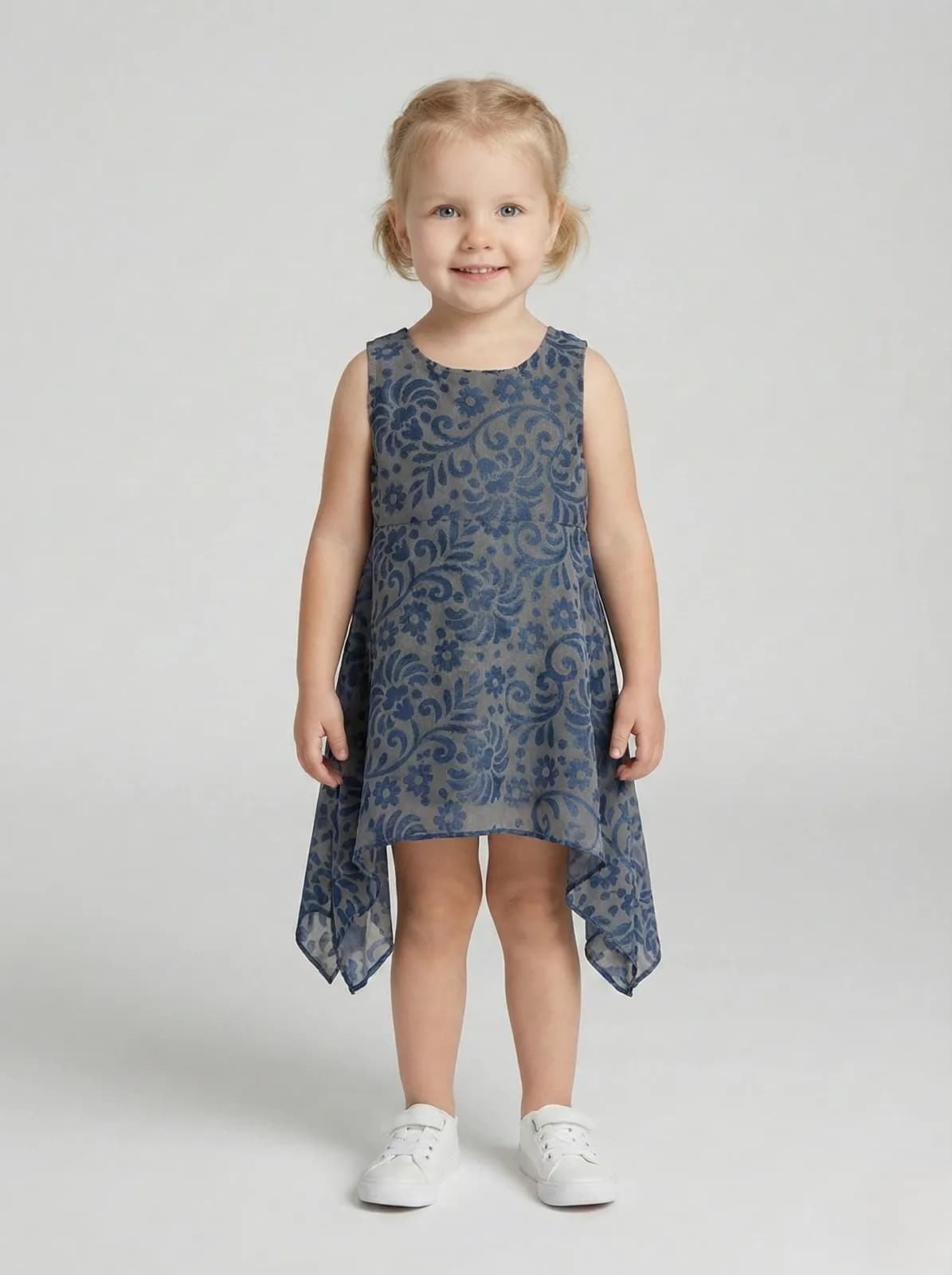 Creative Kids Printed Dress  - Navy