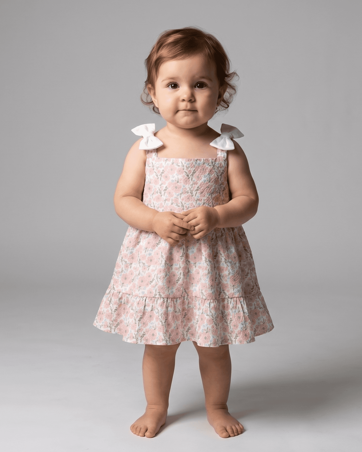 Blossom Bow Shoulder Baby Dress – Soft Floral Summer Dress for Girls