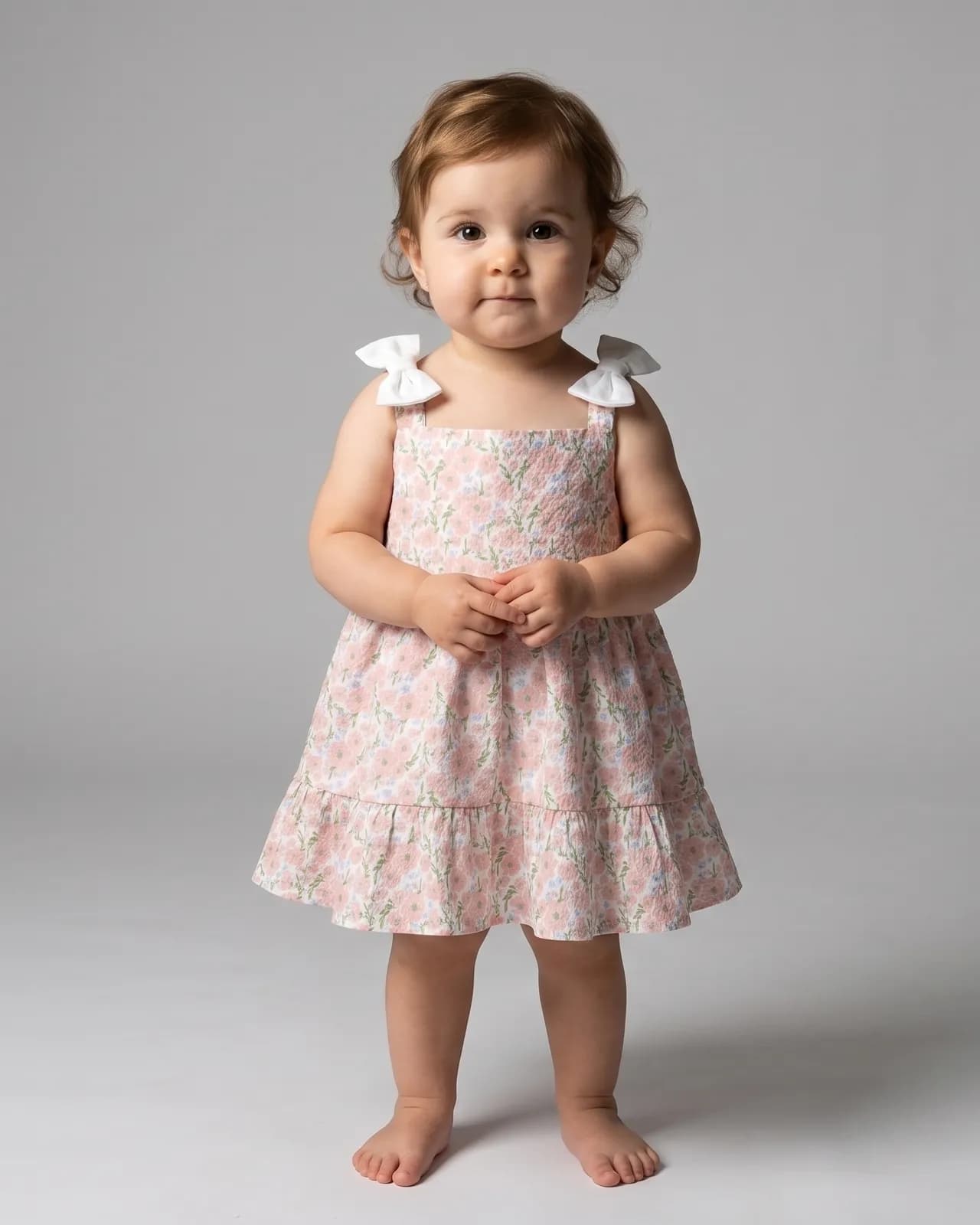 Blossom Bow Shoulder Baby Dress – Soft Floral Summer Dress for Girls
